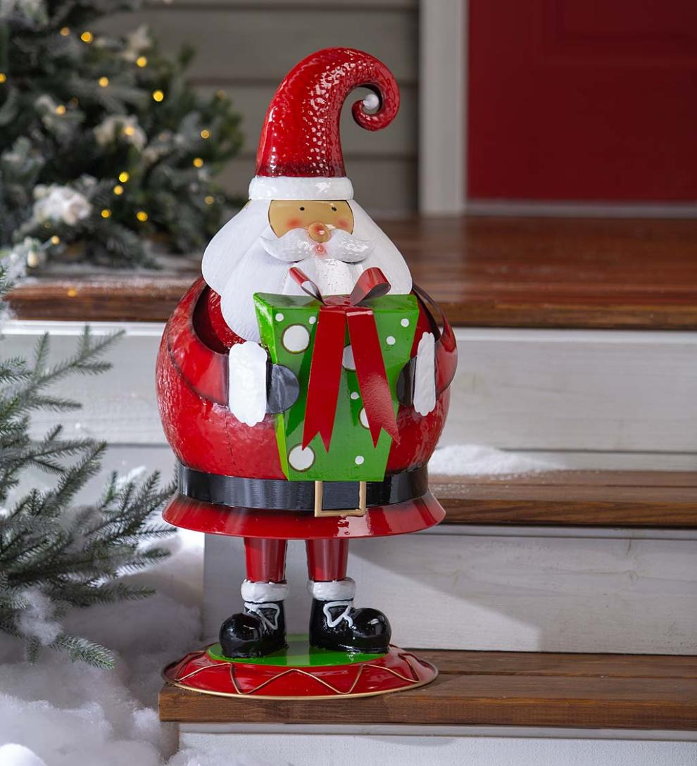 Plow & Hearth Home Accents | Indoor Living Santa Indoor/Outdoor Bobble Motion Metal Christmas Accent