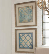 Plow & Hearth Home Accents | Indoor Living Stained Glass Indigo Prints, Set Of 2