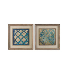 Plow & Hearth Home Accents | Indoor Living Stained Glass Indigo Prints, Set Of 2