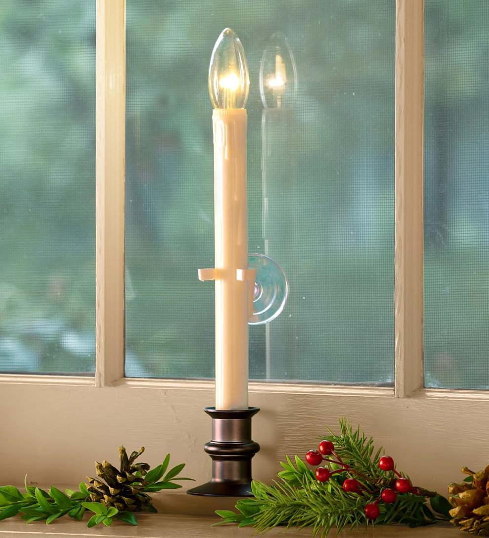 Plow & Hearth Home Accents | Indoor Living Suction Cup Window Candle Set With Timer And Remote