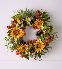 Plow & Hearth Home Accents | Indoor Living Sunflower And Hydrangea Wreath