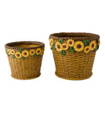 Plow & Hearth Home Accents | Indoor Living Sunflower Basket Planters, Set Of 2