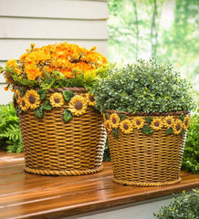 Plow & Hearth Home Accents | Indoor Living Sunflower Basket Planters, Set Of 2