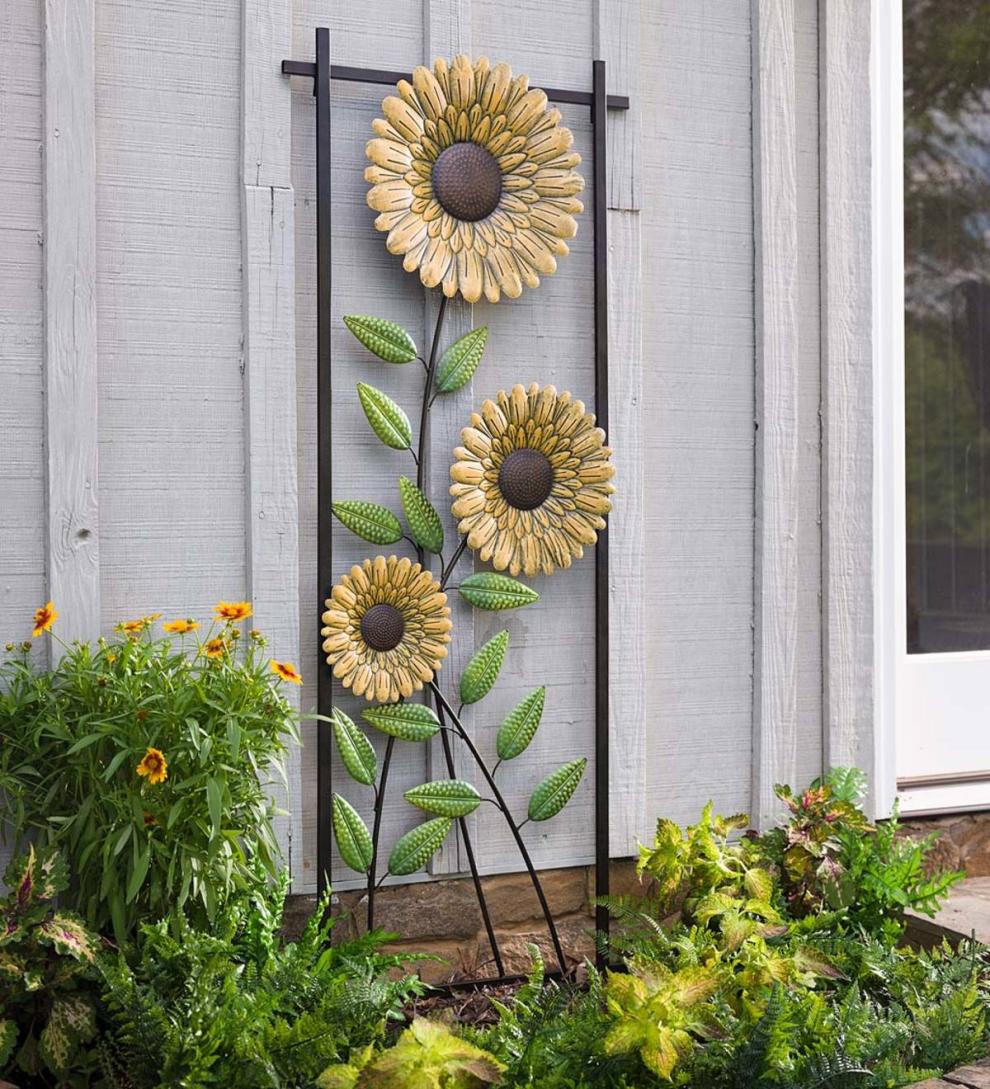 Plow & Hearth Home Accents | Indoor Living Sunflower Garden Metal Trellis/Wall Art
