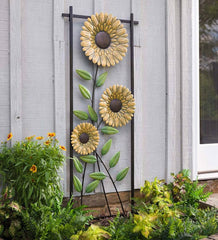 Plow & Hearth Home Accents | Indoor Living Sunflower Garden Metal Trellis/Wall Art