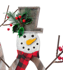 Plow & Hearth Home Accents | Indoor Living Tabletop Lighted Wooden Snowmen, Set Of 2