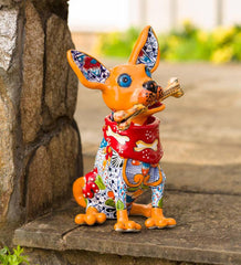 Plow & Hearth Home Accents | Indoor Living Talavera Pottery Chihuahua With Bone