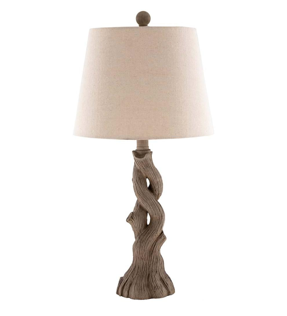 Plow & Hearth Home Accents | Indoor Living Twisted Branch Table Lamp With Natural Linen Shade