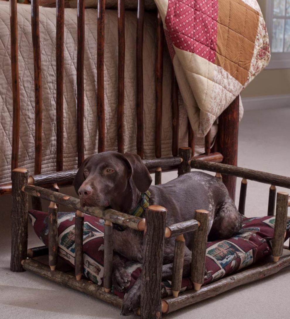 Plow & Hearth Home Accents | Indoor Living Usa-Made Handcrafted Hickory Dog Rail Bed
