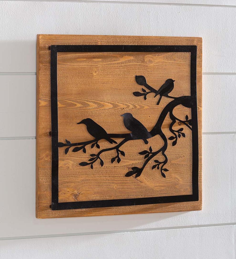 Plow & Hearth Home Accents | Indoor Living Wood And Laser Cut Metal Birds Wall Art