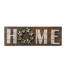 Plow & Hearth Home Accents | Indoor Living Wooden Home Sign With Metal Wreath