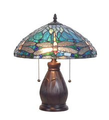 Plow & Hearth Home Office | Indoor Living Allendale Dragonfly Tiffany Stained Glass Table Lamp