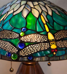 Plow & Hearth Home Office | Indoor Living Allendale Dragonfly Tiffany Stained Glass Table Lamp