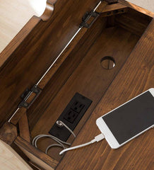 Plow & Hearth Home Office | Indoor Living Arts And Crafts Mission Side Table With Charging Station - Oak