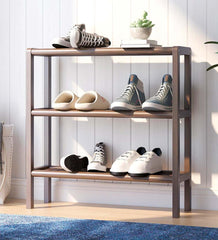 Plow & Hearth Home Office | Indoor Living Farmhouse Three-Shelf Console Bookcase Storage Rack - Antique Chestnut