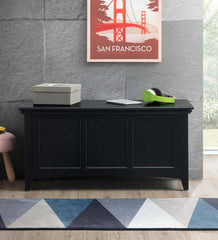 Plow & Hearth Home Office | Indoor Living Hinged Paneled Storage Chest/Console - Antique Black