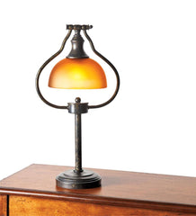 Plow & Hearth Home Office | Indoor Living Library Lamps With Amber Glass Shade And Antique Bronze Finish