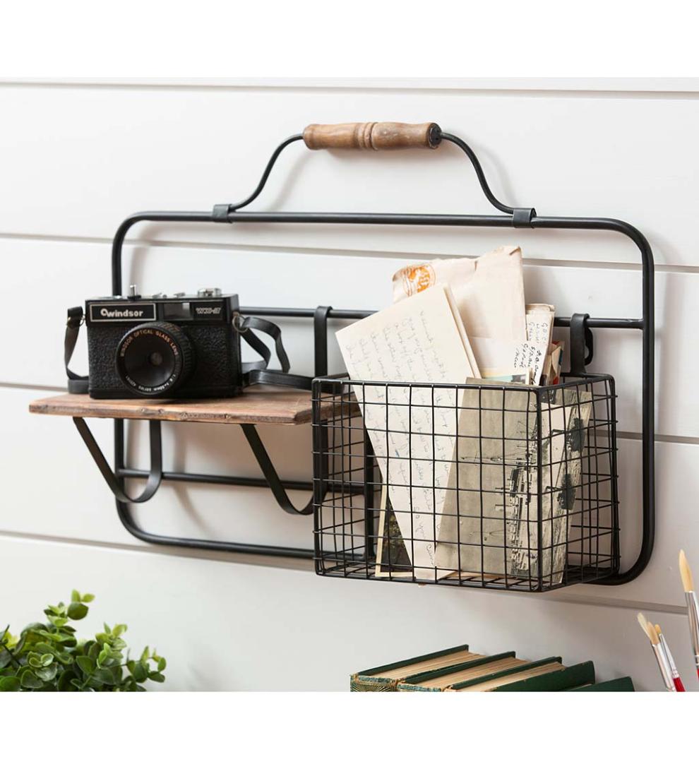 Plow & Hearth Home Office | Indoor Living Metal And Wood Wall Organizer