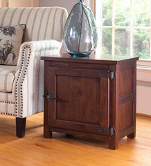 Plow & Hearth Home Office | Indoor Living Portland Ice Box Wood Storage Side Table With Replica Hardware - Walnut