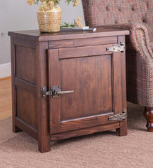 Plow & Hearth Home Office | Indoor Living Portland Ice Box Wood Storage Side Table With Replica Hardware - Walnut