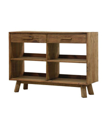 Plow & Hearth Home Office | Indoor Living Rowan Ridge Reclaimed Pine Wood Console Table With Shelves And Drawers