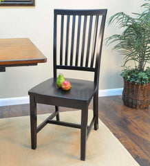 Plow & Hearth Home Office | Indoor Living Schoolhouse Antiqued Hardwood Slat Back Chair - Antique Black