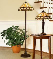 Plow & Hearth Home Office | Indoor Living Stained Glass Gold And Ruby Diamond Table And Floor Lamps