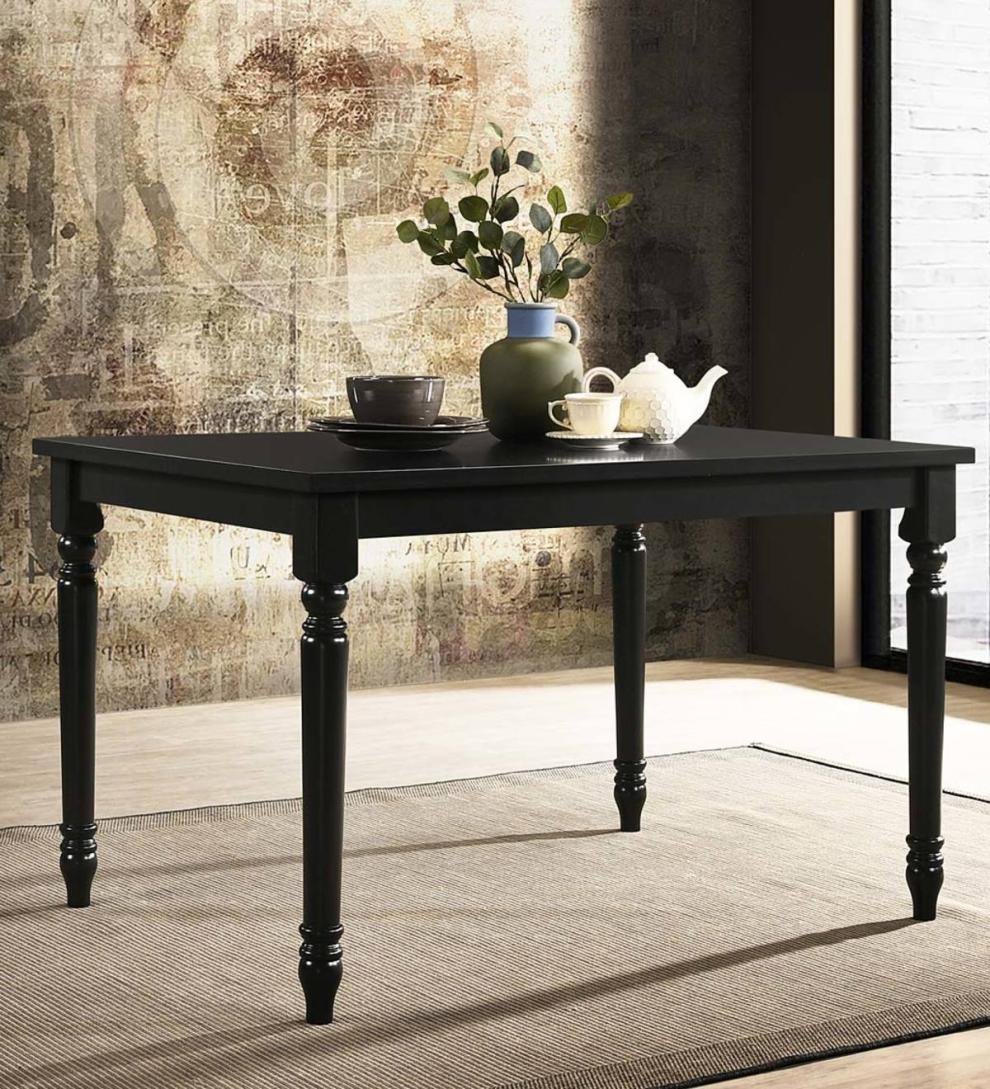 Plow & Hearth Home Office | Indoor Living Turned Leg Farmhouse Dining Table - Black