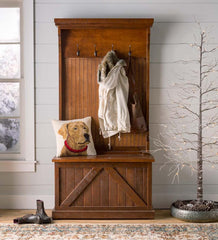 Plow & Hearth Hutches & Cupboards | Indoor Living Bowling Green Hall Tree With Storage Bench - Rustic Black