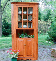 Plow & Hearth Hutches & Cupboards | Indoor Living Lexington Corner Cupboard, Made In Usa - Avocado