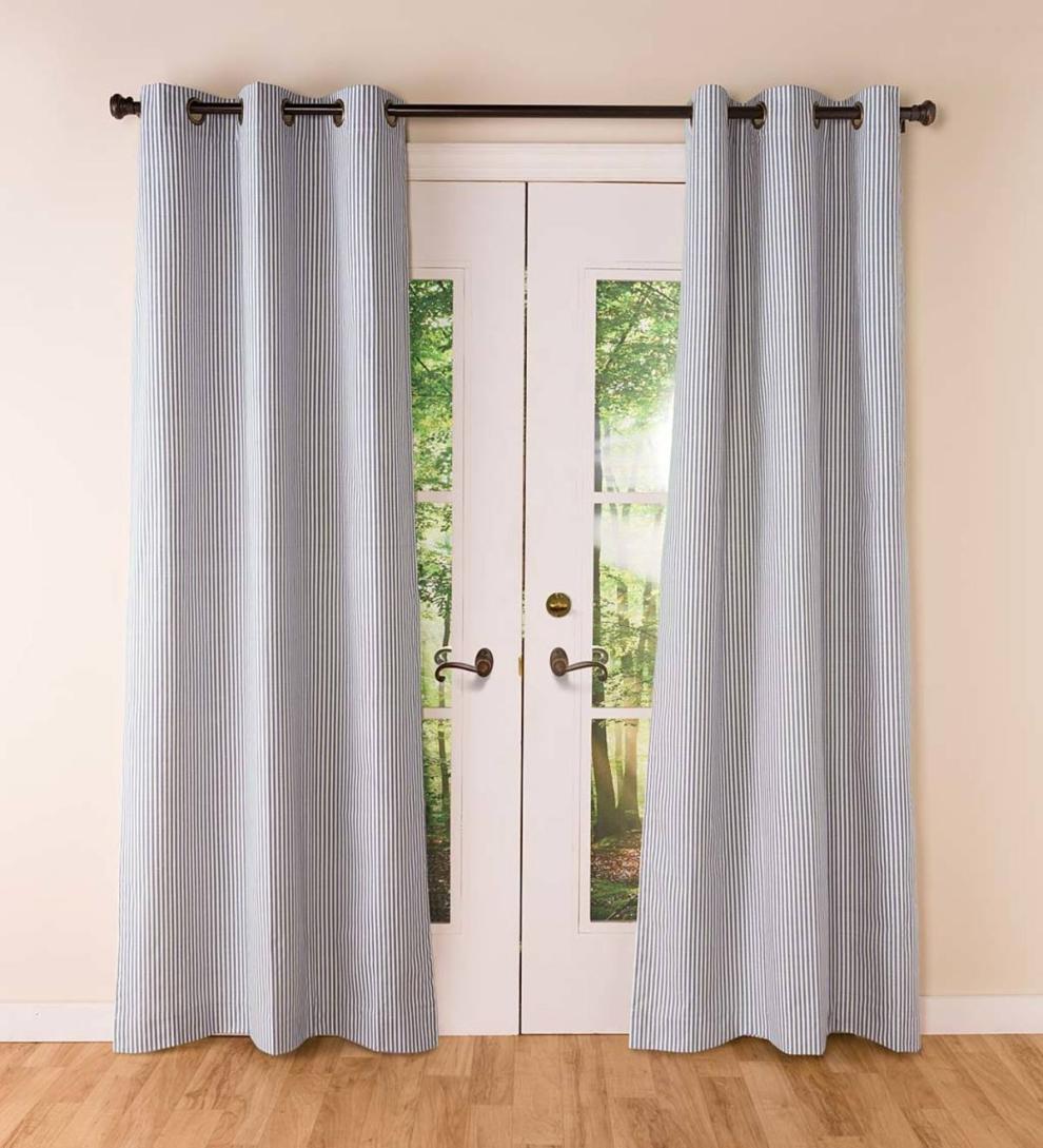 Plow & Hearth Insulated Curtains | Indoor Living Thermalogic Insulated Ticking Stripe Grommet Top Curtain Pairs