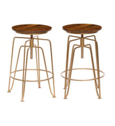 Plow & Hearth Kitchen & Bar Stools | Indoor Living Hartsman Adjustable Height Stools, Set Of 2 - Gold