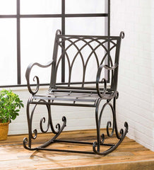 Plow & Hearth Metal Furniture | Outdoor Living Black Metal Rocking Chair - Black