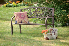 Plow & Hearth Metal Furniture | Outdoor Living Blooming Garden Metal Bench