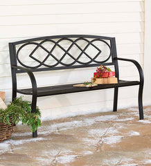 Plow & Hearth Metal Furniture | Outdoor Living Celtic Knot Garden Bench
