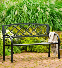 Plow & Hearth Metal Furniture | Outdoor Living Celtic Knot Garden Bench