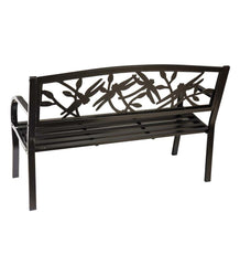 Plow & Hearth Metal Furniture | Outdoor Living Dragonfly Metal Garden Bench - Black