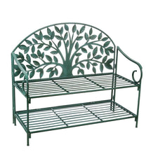 Plow & Hearth Metal Furniture | Outdoor Living Indoor/Outdoor Tree Of Life Metal Garden Storage Bench