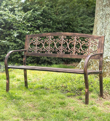 Plow & Hearth Metal Furniture | Outdoor Living Montebello Metal Garden Bench