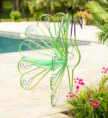 Plow & Hearth Metal Furniture | Outdoor Living Multicolor Metal Peacock Garden Chair