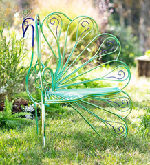 Plow & Hearth Metal Furniture | Outdoor Living Multicolor Metal Peacock Garden Chair
