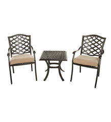 Plow & Hearth Metal Furniture | Outdoor Living Park Grove Cast Aluminum Outdoor 3-Piece Seating Set With Cushions