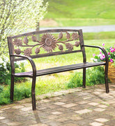 Plow & Hearth Metal Furniture | Outdoor Living Sunflower Metal Garden Bench
