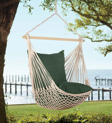 Plow & Hearth Outdoor Furniture Cushions | Outdoor Living Replacement Pillows For Rope Hammock Swing, Set Of 2 - Forest Green