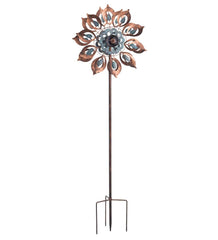 Plow & Hearth Outdoor Lamps & Lighting | Outdoor Living Antique Blue And Copper Lily Flower Solar Wind Spinner