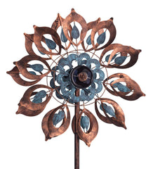 Plow & Hearth Outdoor Lamps & Lighting | Outdoor Living Antique Blue And Copper Lily Flower Solar Wind Spinner