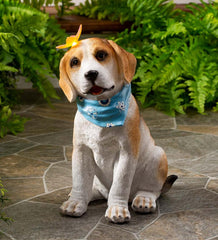 Plow & Hearth Outdoor Lamps & Lighting | Outdoor Living Beagle Puppy With Solar Butterfly Garden Statue
