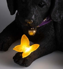 Plow & Hearth Outdoor Lamps & Lighting | Outdoor Living Labrador Retriever Puppy Statue With Solar Butterfly