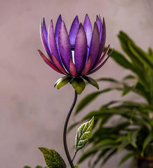 Plow & Hearth Outdoor Lamps & Lighting | Outdoor Living Purple Solar Lotus Flower Garden Stake