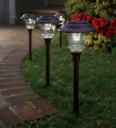 Plow & Hearth Outdoor Lamps & Lighting | Outdoor Living Super-Bright Solar Led Path Lights, Set Of 4 - Black